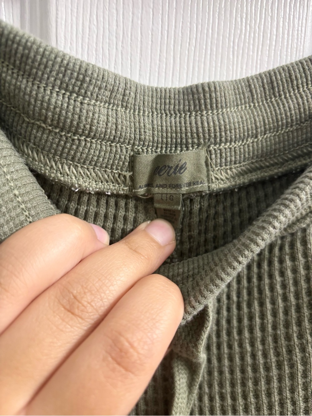 Aerie Waffle Knit Wide Leg Sweatpants Large Olive Green Loungewear Comfort Cozy - Picture 5 of 7